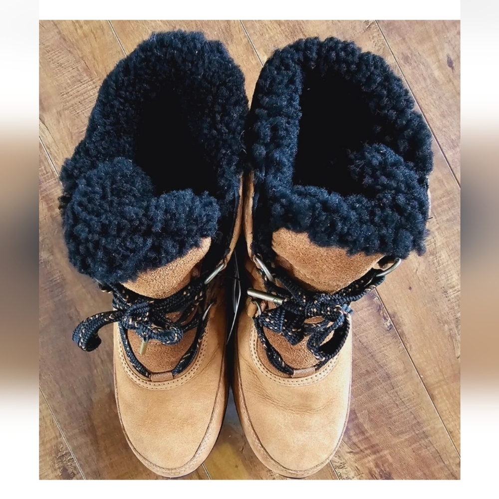 SOREL Whitney Short Lace PREMIUM LEATHER -32°C Winter Boots Sz US 8 CAMEL BROWN - Picture 4 of 12